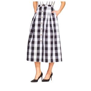 Who What Wear Black & White Plaid Skirt